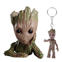 Load image into Gallery viewer, 2pcs/set PVC Groot Baby Flowerpot Cute Action Figures Model Toy Pen Pot Holder Hero Model Gifts for Kids+Keychain Pendant Doll