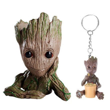 Load image into Gallery viewer, 2pcs/set PVC Groot Baby Flowerpot Cute Action Figures Model Toy Pen Pot Holder Hero Model Gifts for Kids+Keychain Pendant Doll