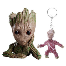 Load image into Gallery viewer, 2pcs/set PVC Groot Baby Flowerpot Cute Action Figures Model Toy Pen Pot Holder Hero Model Gifts for Kids+Keychain Pendant Doll