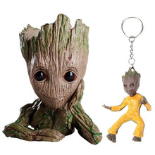 Load image into Gallery viewer, 2pcs/set PVC Groot Baby Flowerpot Cute Action Figures Model Toy Pen Pot Holder Hero Model Gifts for Kids+Keychain Pendant Doll