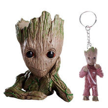 Load image into Gallery viewer, 2pcs/set PVC Groot Baby Flowerpot Cute Action Figures Model Toy Pen Pot Holder Hero Model Gifts for Kids+Keychain Pendant Doll