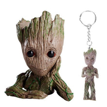 Load image into Gallery viewer, 2pcs/set PVC Groot Baby Flowerpot Cute Action Figures Model Toy Pen Pot Holder Hero Model Gifts for Kids+Keychain Pendant Doll